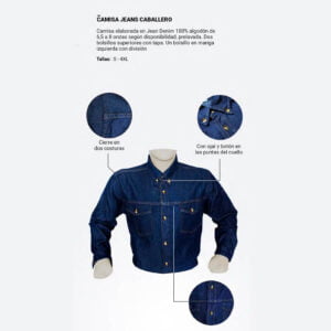 Camisa En Jean Índigo (7) Onzas Para Dotación Hombre y Dama